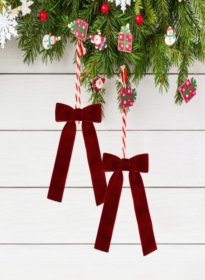 Meseey 12 Pcs Burgundy Velvet Bows with Twist Tie 4.5 Inch Pre-Tied Vintage Christmas Velvet Ribbon Bows for Treat Bags Gift Wrapping Basket Wedding Baby Shower Brithday Party - Image 3